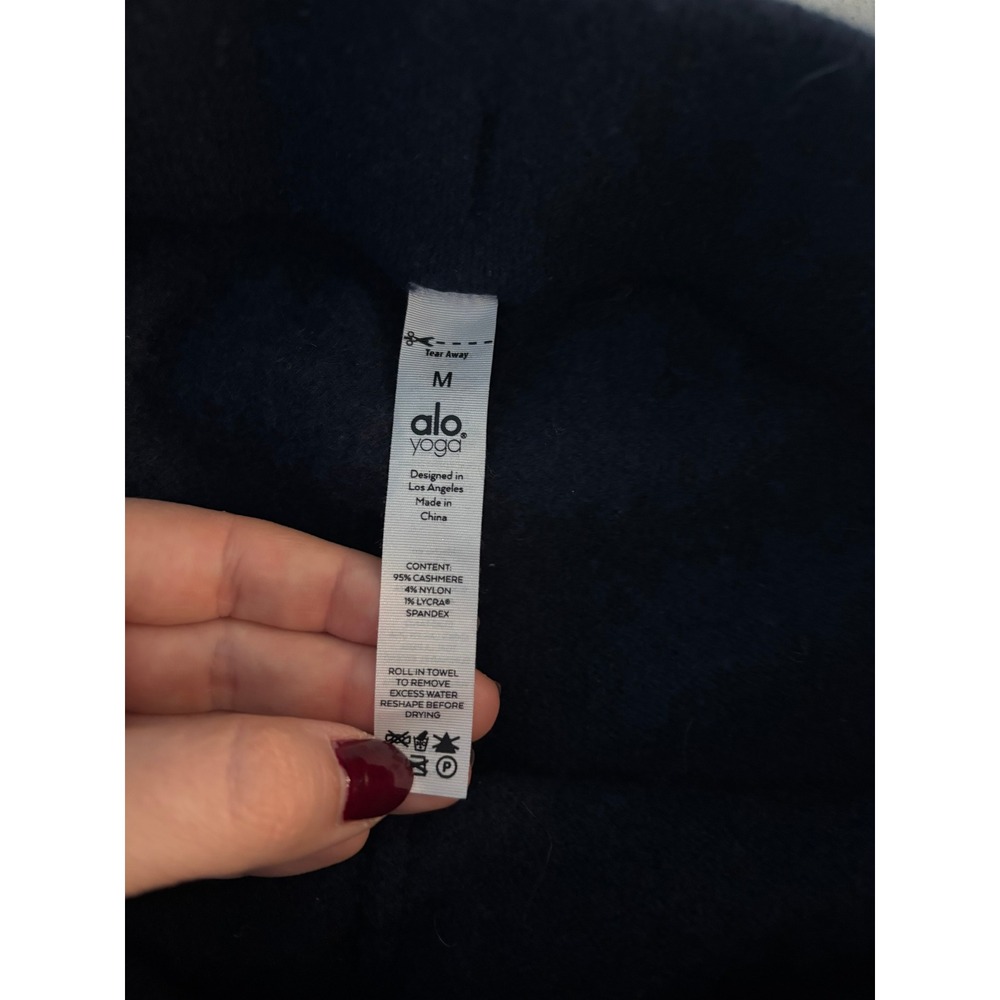 Alo Jet Set Cashmere Pants Womens Medium Blue High Waist Wide Leg Travel Comfort - Picture 4 of 4
